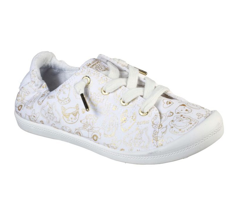 Skechers Dam Vita/Guld Slip On - Bobs Beach Bingo - Dream Team - Sverige (DOGPE-5976)